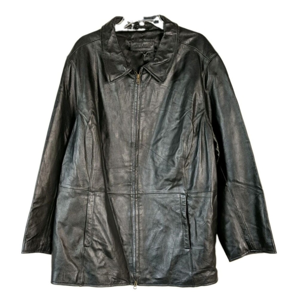 Jaclyn Smith Classic Black Leather Jacket Women Size 3X Vintage Y2K Full Zip
